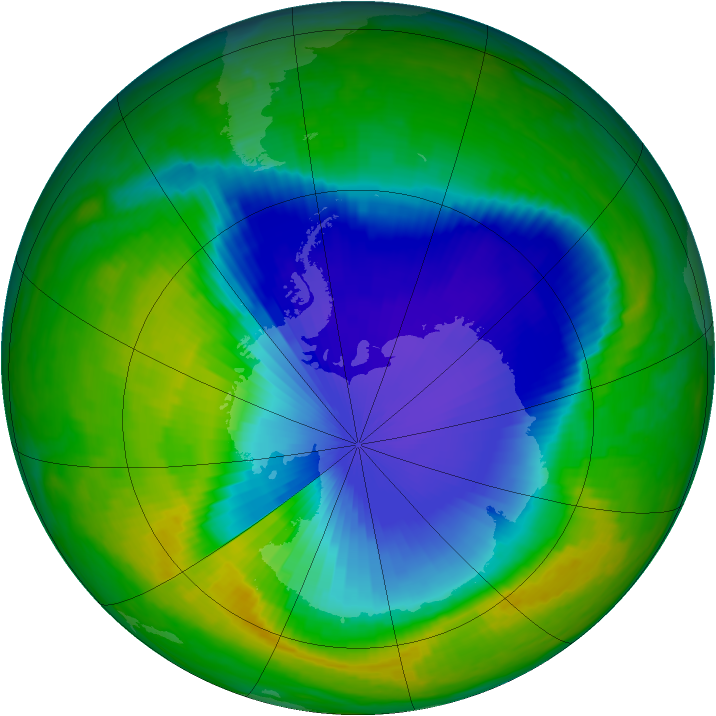 Antarctic ozone map for 10 November 1998